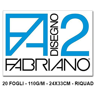 Foto principale Album da disegno Fabriano F2 liscio riquadrato 24×33 cm 110g 20 fogli