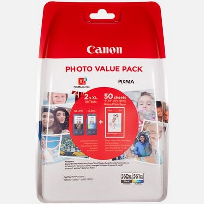 Foto principale Cartuccia originale Canon 3712C004 Multipack PG-560XL / CL-561XL (Conf. da 2 pz.) NERO+COLORE