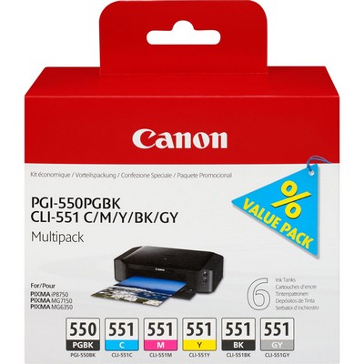 Foto principale Cartuccia originale Canon 6496B005 Multipack PGI-550 / CLI-551 (Conf. da 5 pz.) NERO+COLORE