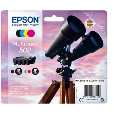 Foto principale Cartuccia Epson C13T02V64010 Multipack 502 Binocolo (Conf. da 4 pz.) originale NERO+COLORE