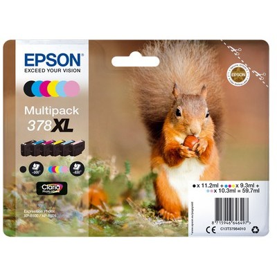 Foto principale Cartuccia Epson C13T37984010 Multipack 378 XL Scoiattolo (Conf. da 6 pz.) originale NERO+COLORE