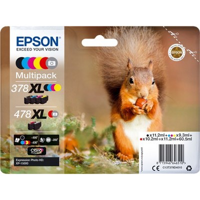 Foto principale Cartuccia Epson C13T379D4010 Multipack 378 XL / 478 XL Scoiattolo (Conf. da 6 pz.) originale NERO+COLORE