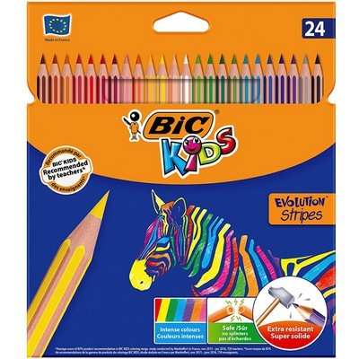 Foto principale Colori pastelli Bic Kids Evolution Stripes 3,20 mm conf. 24 pz.