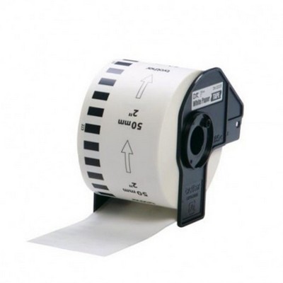 Foto principale Etichette adesive per etichettatrice compatibile Brother DK-22223 DK Tape da 50 mm (Rotolo 30,48 metri) NERO SU BIANCO