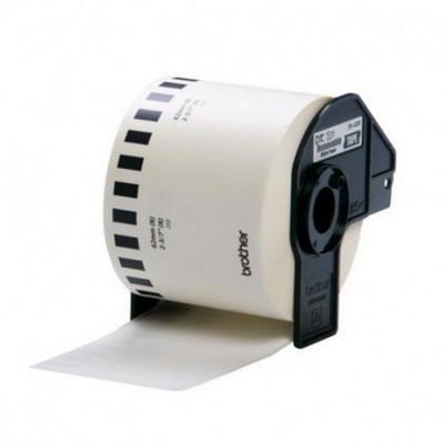 Foto principale Etichette adesive per etichettatrice compatibile Brother DK-44205 DK Tape da 62 mm (Rotolo 30,48 metri) NERO SU BIANCO