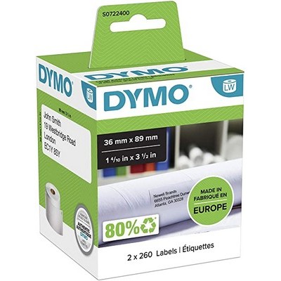 Foto principale Etichette adesive per etichettatrice originale Dymo S0722400A 99012 LW da 89×36 mm (Rotolo 500 etichette – conf. Da 2 pz.) BIANCO