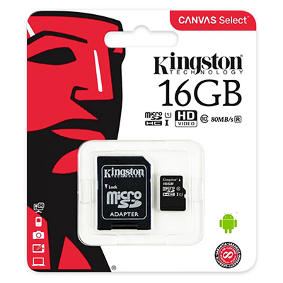 Foto principale Micro SD 16GB Kingston Class 10 SDCS/16GB