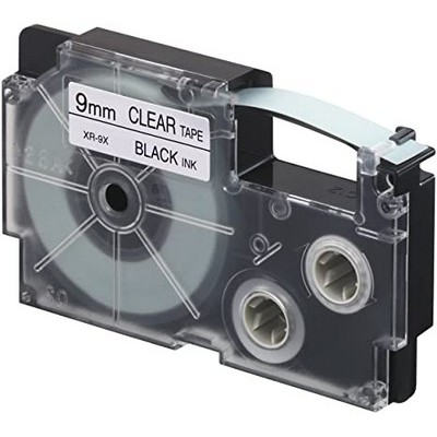 Foto principale Nastro per etichettatrice compatibile Casio XR-9X da 9 mm NERO SU TRASPARENTE