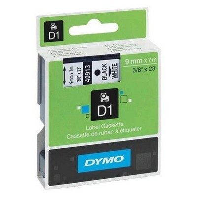 Foto principale Nastro per etichettatrice originale Dymo S0720680A 40913 D1 LT Plastic da 9 mm (Rotolo 7 metri) NERO SU BIANCO