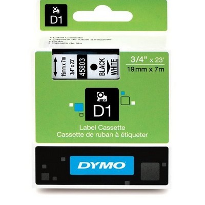 Foto principale Nastro per etichettatrice originale Dymo S0720830A 45803 D1 LT Plastic da 19 mm (Rotolo 7 metri) NERO SU BIANCO