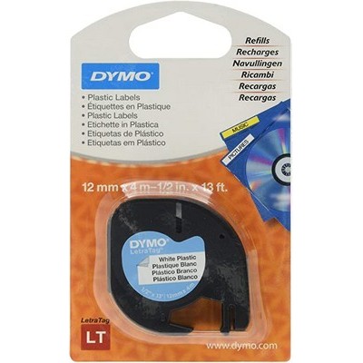 Foto principale Nastro per etichettatrice originale Dymo S0721610A 91201 LT Plastic da 12 mm (Rotolo 4 metri) NERO SU BIANCO