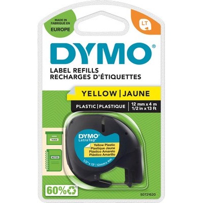 Foto principale Nastro per etichettatrice originale Dymo S0721620A 91202 LT Plastic da 12 mm (Rotolo 4 metri) NERO SU GIALLO