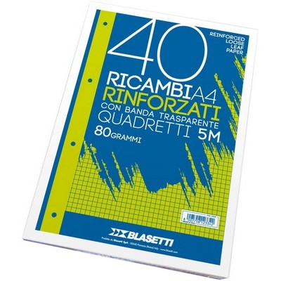 Foto principale Ricambi rinforzati Blasetti A4 quadretti 5 mm conf. 40 pz.