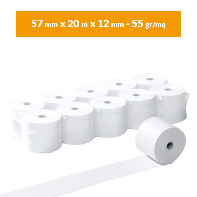 Rotoli carta termica 57x20 (10 pz) per POS