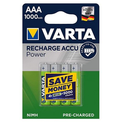 Foto principale Varta Recharge Accu Power 4 Batterie ministilo ricaricabili 1000mAh AAA 1,2V