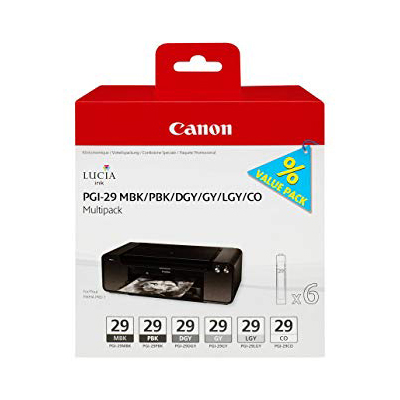 Foto principale Cartuccia originale Canon 4868B018 Multipack PGI-29 MBK/PBK/DGY/GY/LGY (Conf. da 5 pz.) NERO OPACO+GRIGIO