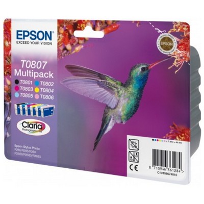 Foto principale Cartuccia originale Epson C13T08074011 Multipack T0807 Colibri (Conf. da 6 pz.) NERO+COLORE