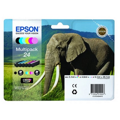 Foto principale Cartuccia originale Epson C13T24284010 Multipack 24 Elefante (Conf. da 6 pz.) NERO+COLORE