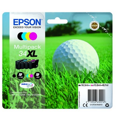 Foto principale Cartuccia originale Epson C13T34764010 Multipack 34 XL Pallina da Golf (Conf. da 4 pz.) NERO+COLORE