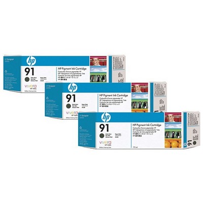 Foto principale Cartuccia originale Hp C9480A Multipack 91 (Conf. da 3 pz.) NERO OPACO