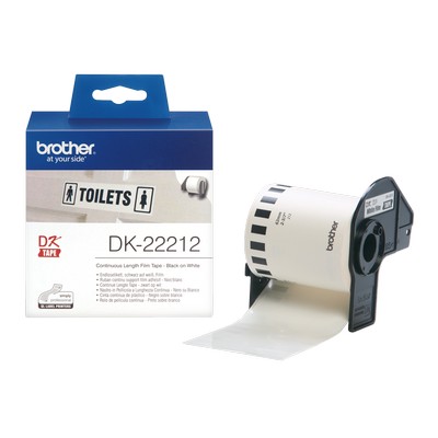 Foto principale Etichette adesive per etichettatrice originale Brother DK22212 DK Tape da 62 mm (Rotolo 15,24 metri) NERO