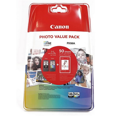 Foto principale Cartuccia originale Canon 5224B005 Multipack PG-540L / CL-541XL (Conf. da 2 pz.) + 50 Fogli lucidi 4 x 6 NERO+COLORE