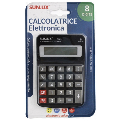 Foto principale Calcolatrice elettronica tascabile Sunlux Z163 8 cifre a batteria 1 pz.