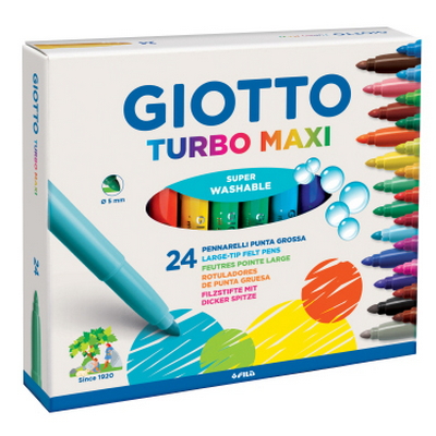 Foto principale Pennarelli colorati Giotto Turbo Maxi super washable 5 mm conf. 24 pz.