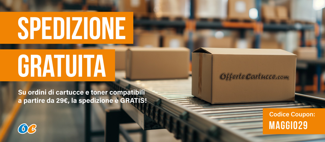 Spedizione gratuita solo sui compatibili su ordini superiori a 29€: COUPON: MAGGIO29