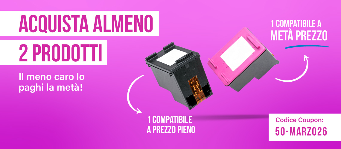Acquista almeno 2 prodotti: il meno caro lo paghi il 50% compatibili e originali - Coupon: 50-MARZO26