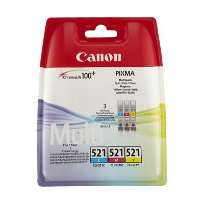 Cartuccia Canon 2934B011 Multipack CLI-521 (Conf. da 3 pz.) originale CIANO+MAGENTA+GIALLO