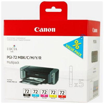 Cartuccia Canon 6402B009 (Conf. da 5 pz.) originale NERO OPACO+CIANO+MAGENTA+GIALLO+ROSSO