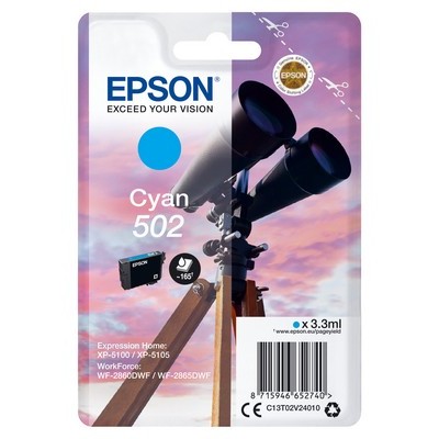 Cartuccia Epson C13T02V24010 502 Binocolo originale CIANO