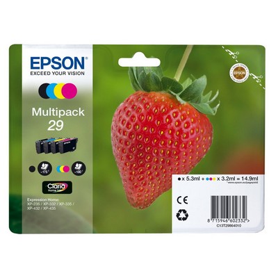 Cartuccia Epson C13T29864010 T29 Fragola (Conf. da 4 pz.) originale NERO+CIANO+MAGENTA+GIALLO