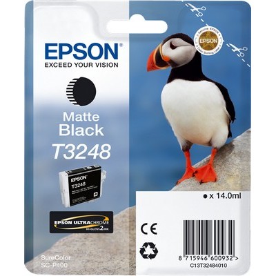 Cartuccia Epson C13T32484010 T3248 Puffin - Pulcinella di Mare originale NERO OPACO