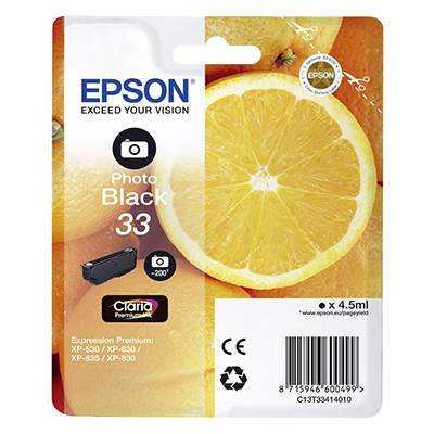 Cartuccia Epson C13T33414010 T33 Arancia originale NERO FOTO