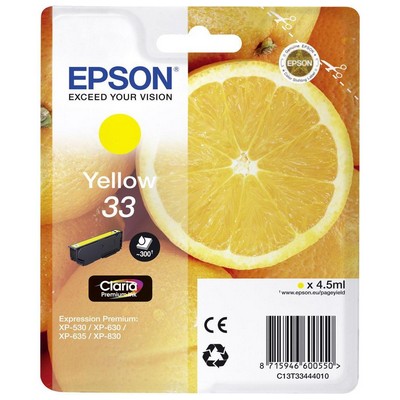Cartuccia Epson C13T33444010 T33 Arancia originale GIALLO