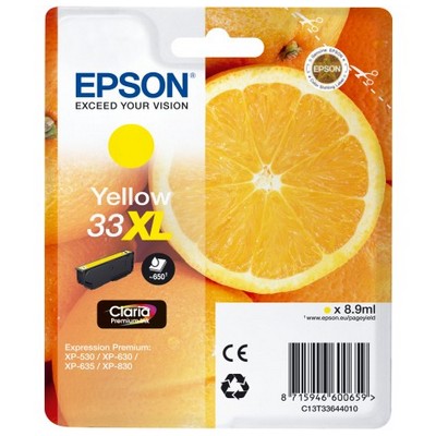 Cartuccia Epson C13T33644010 T33XL Arancia originale GIALLO