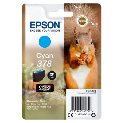 Cartuccia Epson C13T37824010 378 Scoiattolo originale CIANO